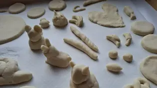 Figuren aus Salzteig geformt. 