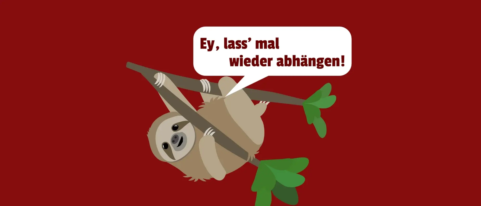 Das Bild zeigt einen gezeichnetes Faultier an einem Ast.