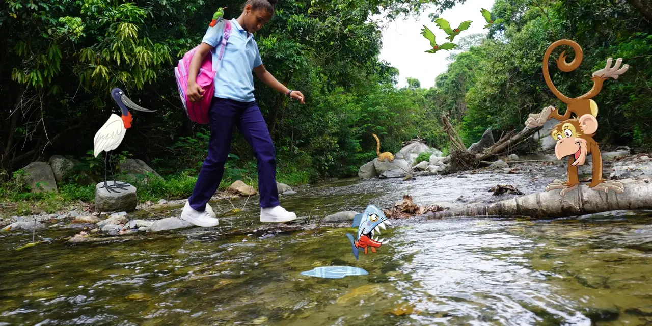 Melanis Weg zur Schule führt durch einen Flusslauf. 