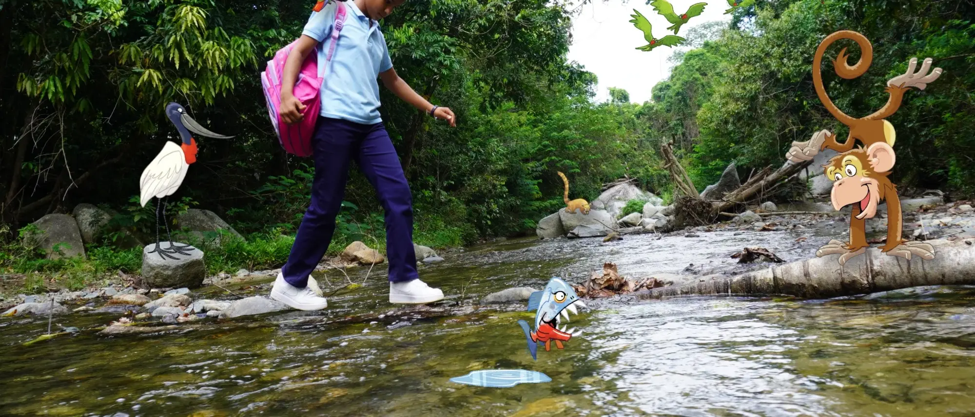 Melanis Weg zur Schule führt durch einen Flusslauf. 